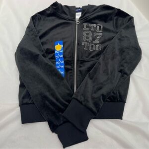 Limited Too Black Velour Hooded Zip Jacket with Stud Detail